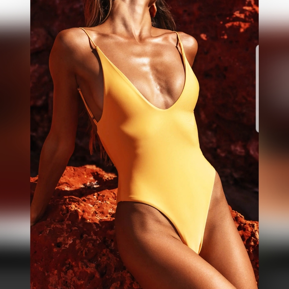 Sherrylo 1pc. Mustard Deep V Swimsuit NWT Sz. XL